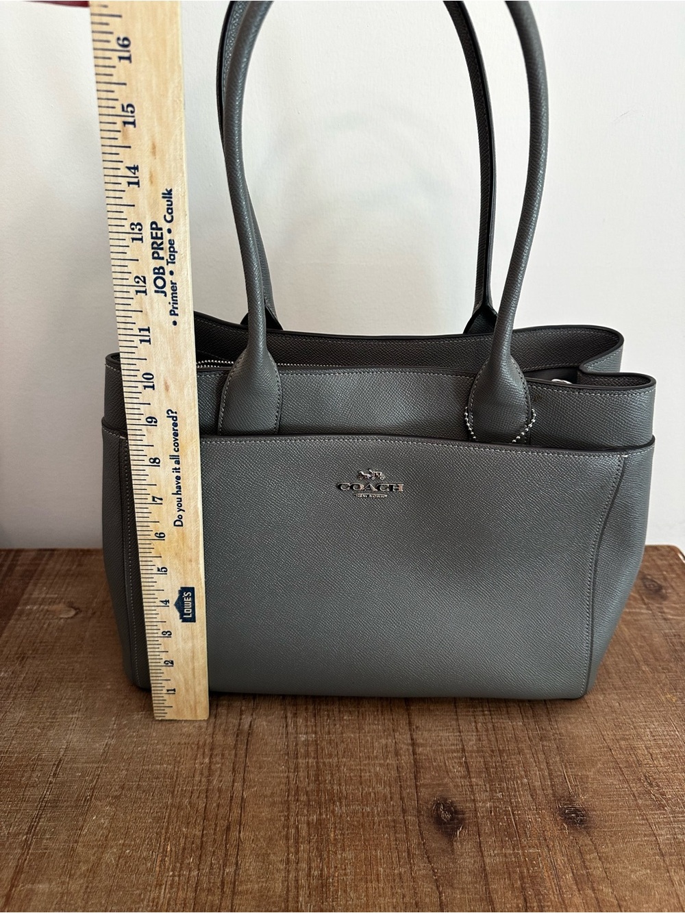 Coach Gray Saffiano Leather Tote with Double Handles